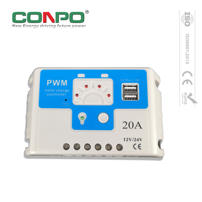 20A,12V/24V Auto.,PWM,2*USB,LED SNC Solar Charge Controller/Regulator