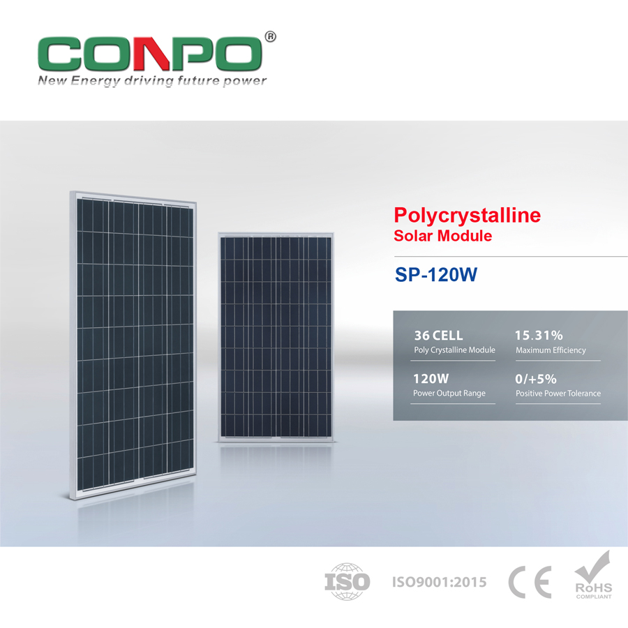 120W, 18V, Polycrystalline Solar Panel, PV Module