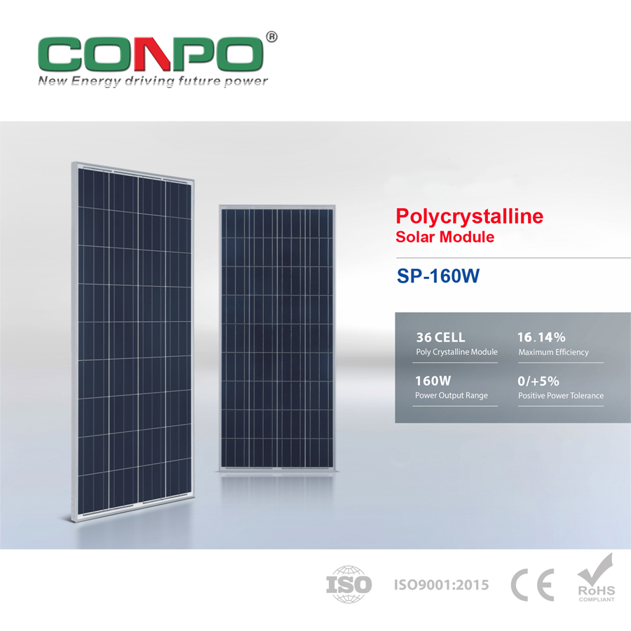 160W, 36V, Polycrystalline Solar Panel, PV Module