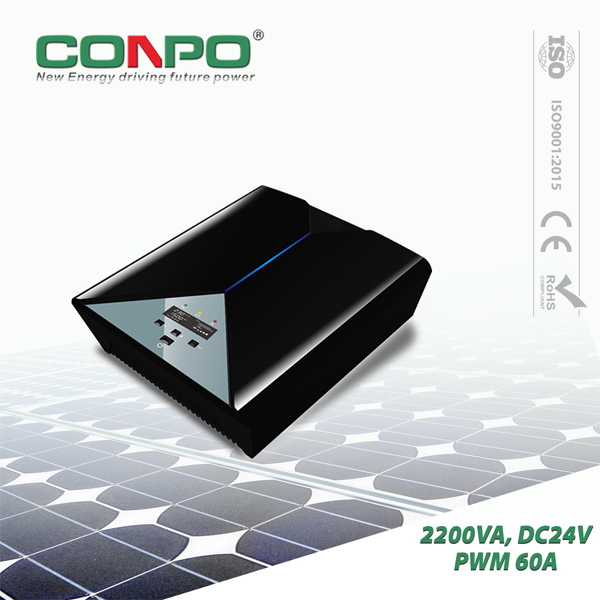 2.2KVA/1800W, Personal Power Station, DC24V, PWM 60A, AC230V, Hybrid Solar Inverter