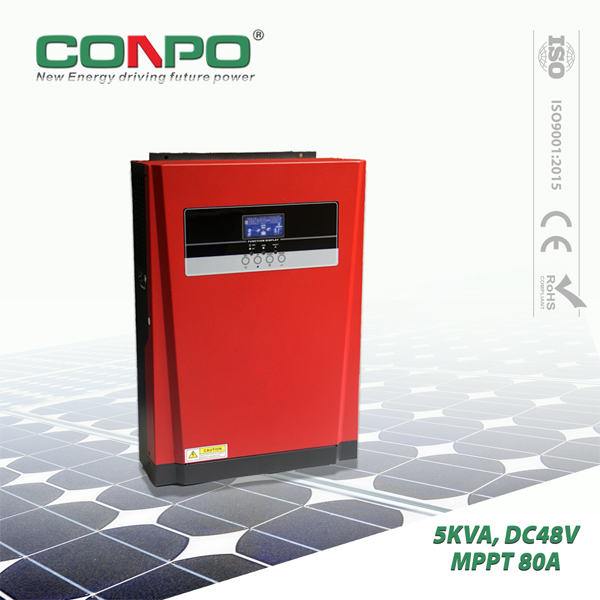 5KW, Work without battery, 5KVA/5000W(PF=1), DC48V, MPPT 80A, AC230V, Hybrid Solar Inverter