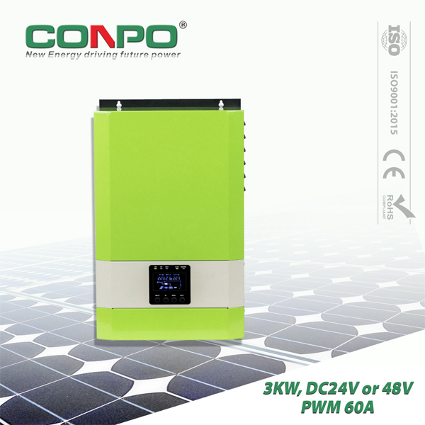 3000W, DC24V or 48V, PWM 60A, AC230V, Hybrid Solar Inverter