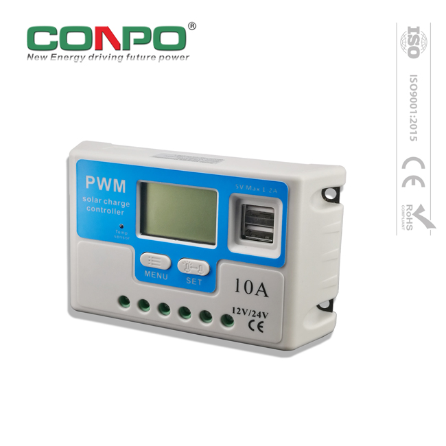 10A,12V/24V Auto.,PWM,2*USB,LCD SNC Solar Charge Controller/Regulator