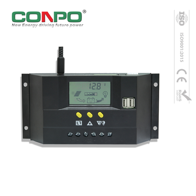 30A, 12V/24V Auto., PWM, 2*USB, LCD CM Solar Charge Controller/Regulator