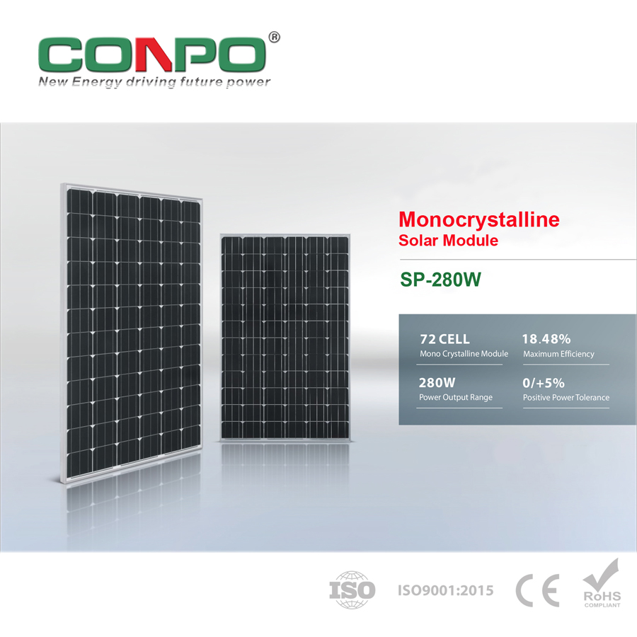 280W, 36V, Monocrystalline Solar Panel, PV Module