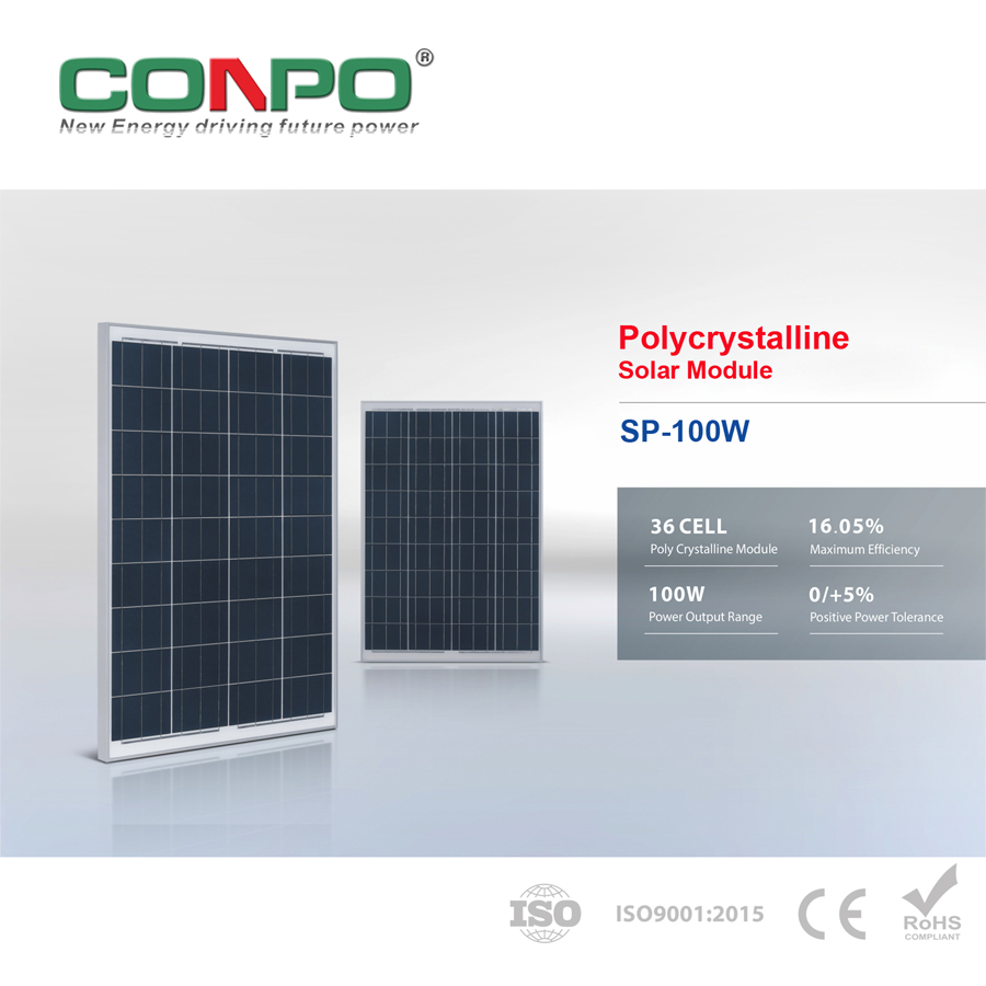 100W, 18V, Polycrystalline Solar Panel, PV Module