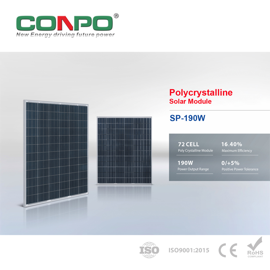 190W, 36V, Polycrystalline Solar Panel, PV Module