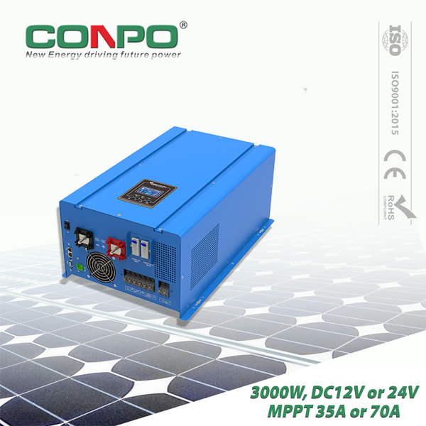 3000W, DC12V or 24V, MPPT 35A or 70A, AC230V, Hybrid Solar Inverter