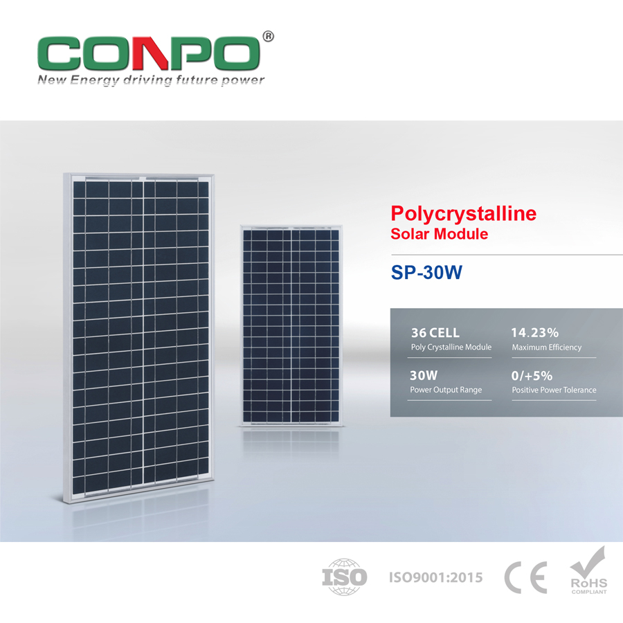 30W, 18V, Polycrystalline Solar Panel, PV Module