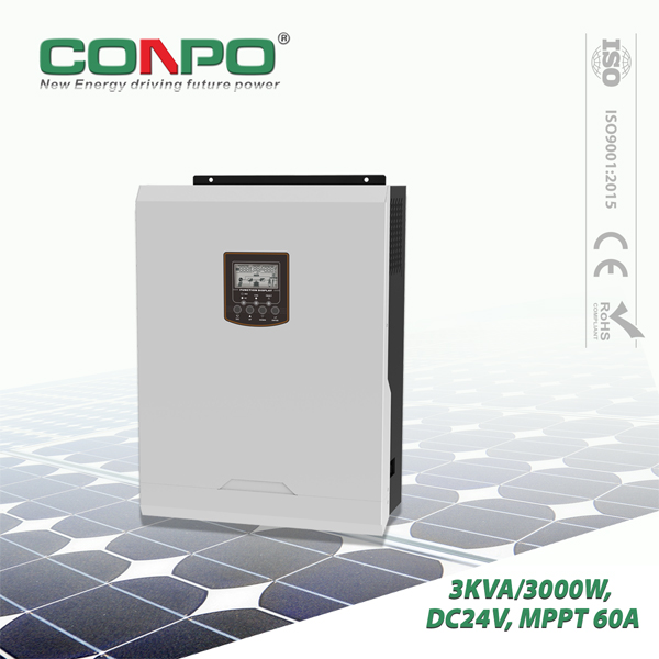 3KVA/3000W(PF=1), DC24V, MPPT 60A, AC230V, Hybrid Solar Inverter